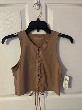 Abercrombie & Fitch Brown Lace-Up Cropped Tank